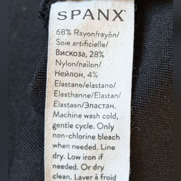 Spanx Perfect Fit Black 3/4 Sleeve A-Line Stretch Ponte Smoothing Dress Size L - Picture 10 of 15